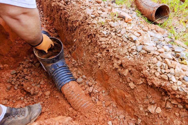 Storm sewer pipe underground for rainwater collection and drainage system